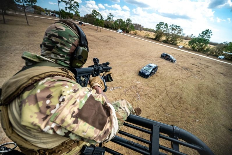 GTS FORCE student engaging targets during a live-fire training exercise