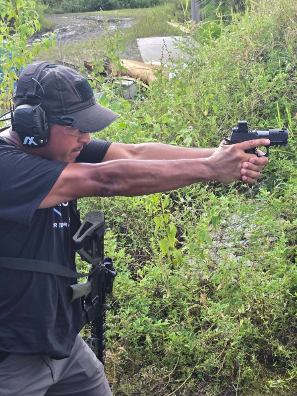 Pistol marksmanship practice on the GTS FORCE range